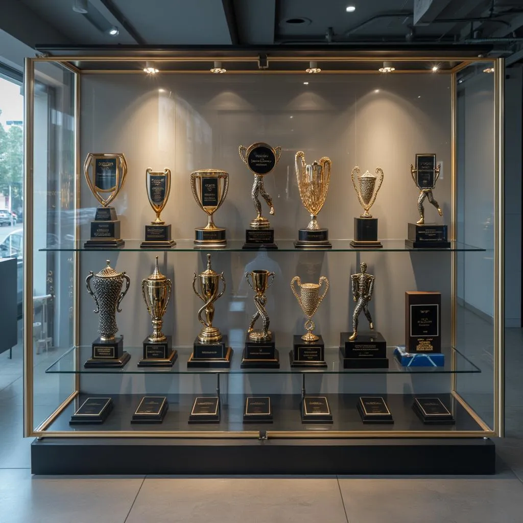 Display of awards and trophies for mobile app development